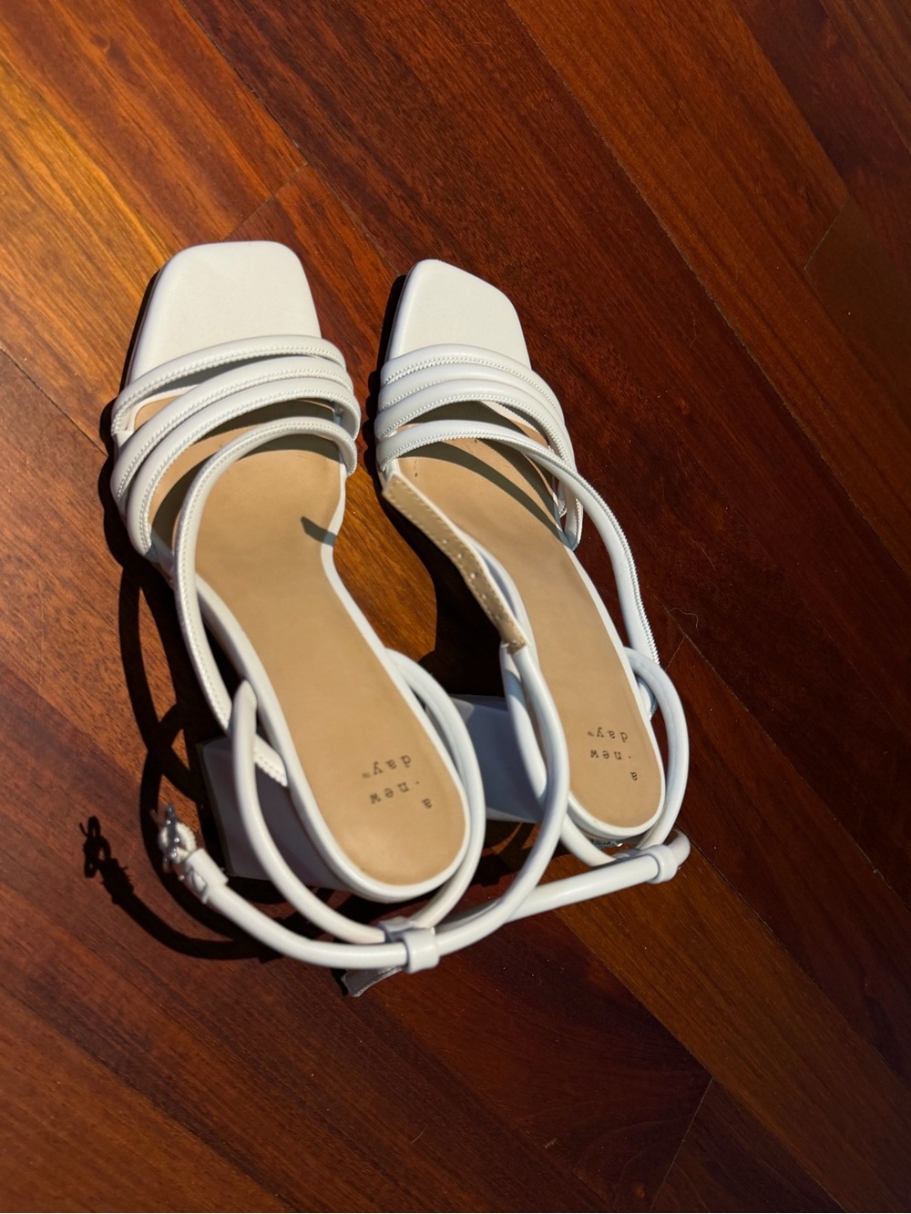 Target White Strappy Square-Toe Heeled Sandals